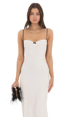 Open Back Two-Toned Maxi Dress in White
