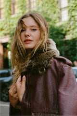 Eveline Leather Bomber Jacket