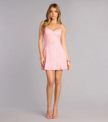 Romantic Notion Glitter Lace-Up Mini Dress