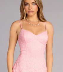 Romantic Notion Glitter Lace-Up Mini Dress