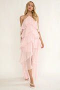 Darylyn Tiered Ruffle Maxi Dress Pink