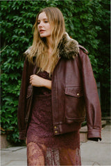 Eveline Leather Bomber Jacket