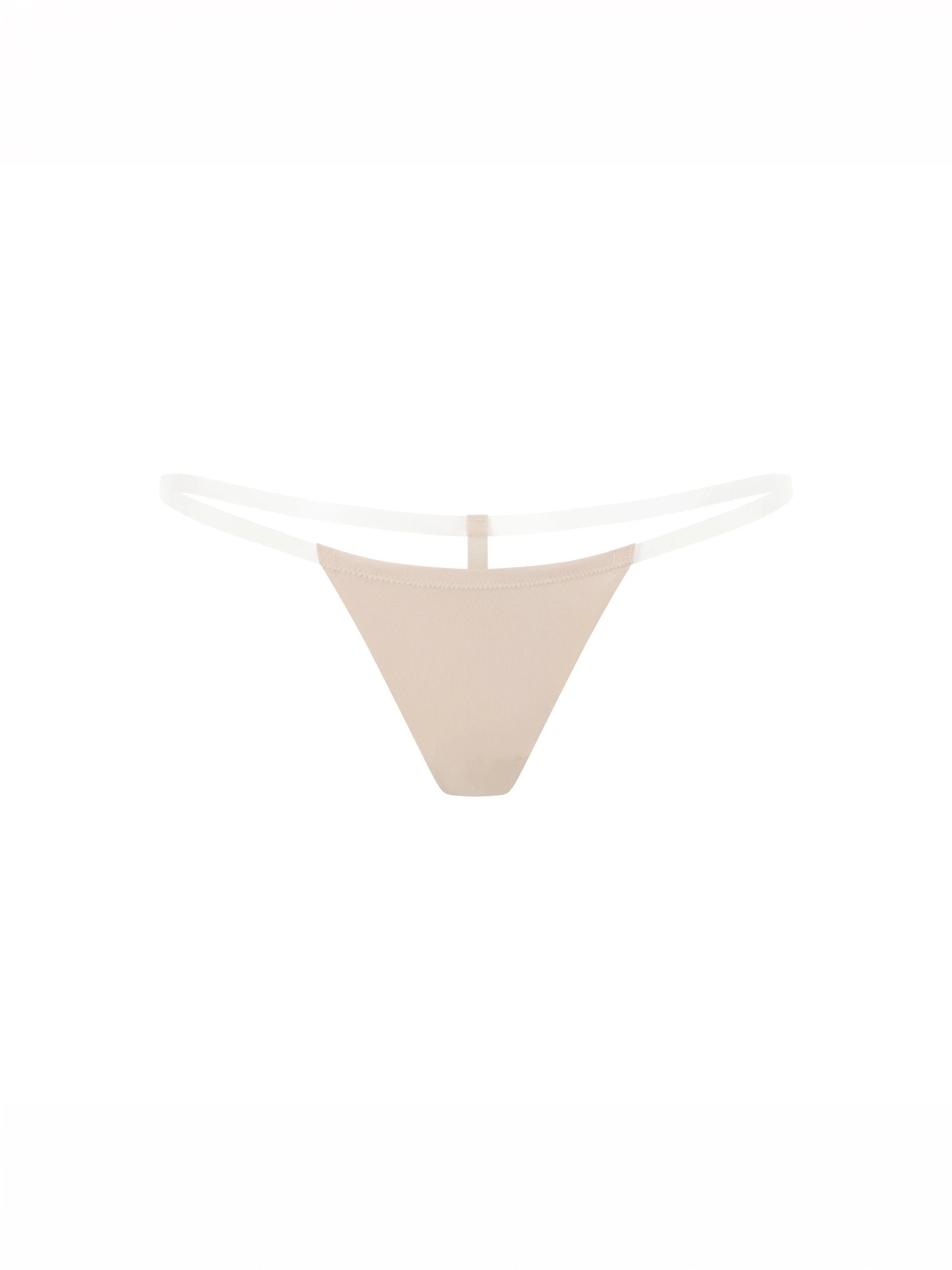 Seamless Clear Strap G-String Nude