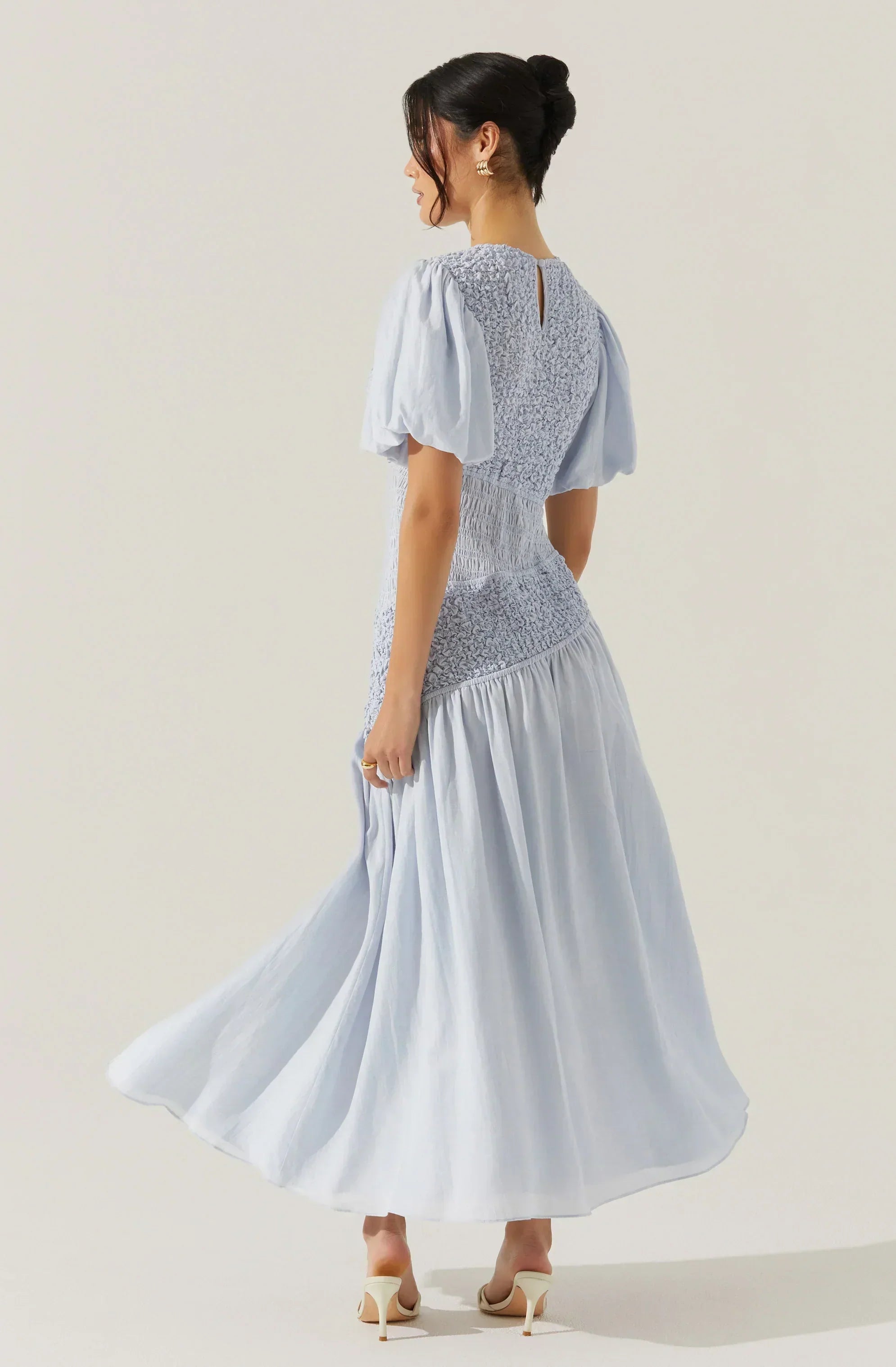 Theoni Smocked Asymmetric Dress